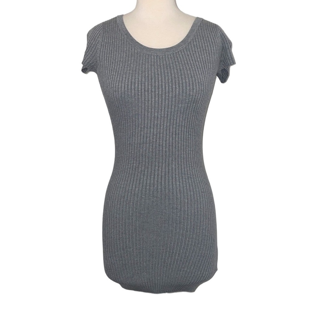 018: DIVIDED scoop neck ribbed bodycon mini dress gray women’s size 2